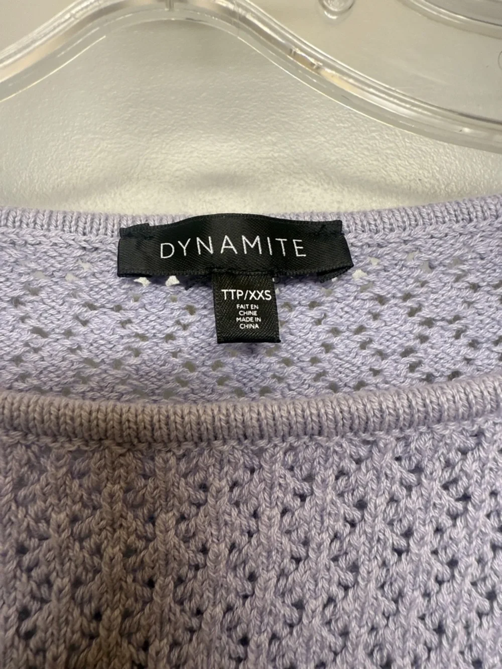 Dynamite Light Gray Open-Knit Sweater Top - Picture 2 of 5
